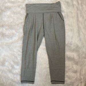 Zella Nordstrom Comfy Lounge Cropped Olive Green Stripped Soft Legging Pants